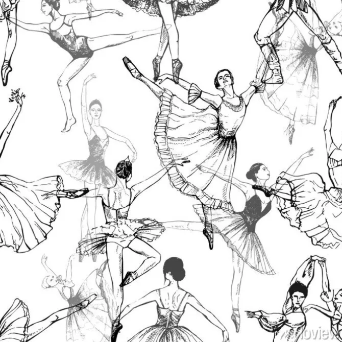 Tapeta: Wzór ręcznie rysowane szkic stylu streszczenie tancerzy baletowych