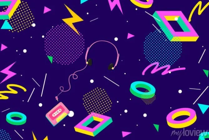 Tapeta: Wzór retro streszczenie tło lat osiemdziesiątych