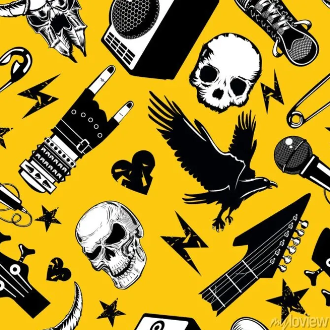 Tapeta: Wzór rock and rolla. tło muzyczne. elementy muzyczne i dźwiękowe.