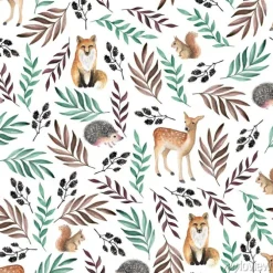 Tapeta: Wzór w leśne zwierzątka wśród liści