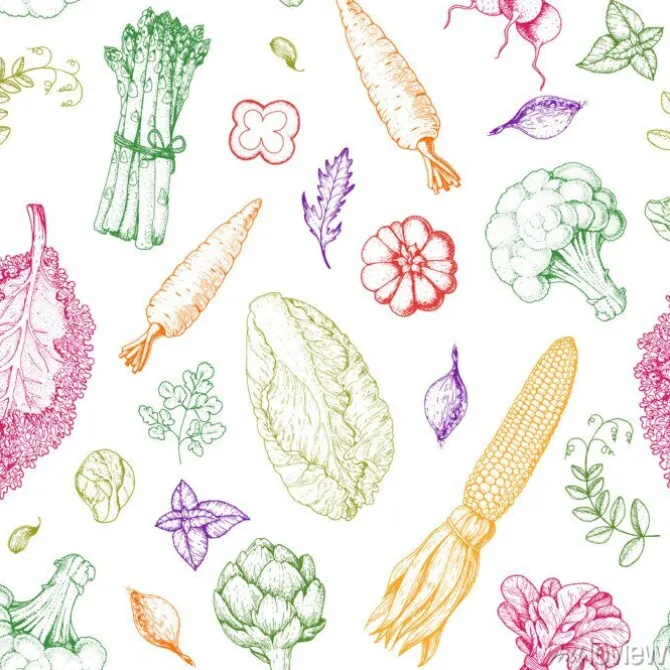Tapeta: Wzór warzywa. szablon projektu menu rynku rolników. wzór opakowania