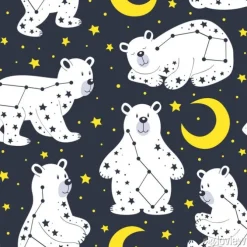 Tapeta: Wzór z białego niedźwiedzia i gwiazdozbioru ursa major - ilustracji