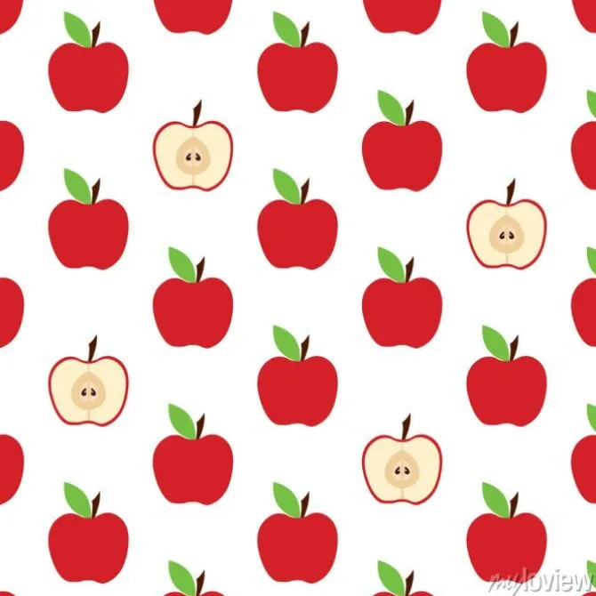 Tapeta: Wzór z całym jabłkiem i krojem