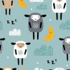 Tapeta: Wzór z cute spania owiec, księżyc, chmury. twórczy dobranoc tło.