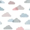 Tapeta: Wzór z doodle chmury w modnych pastelowych kolorach