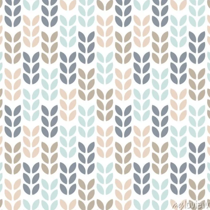 Tapeta: Wzór z geometrycznych liści w stylu skandynawskim