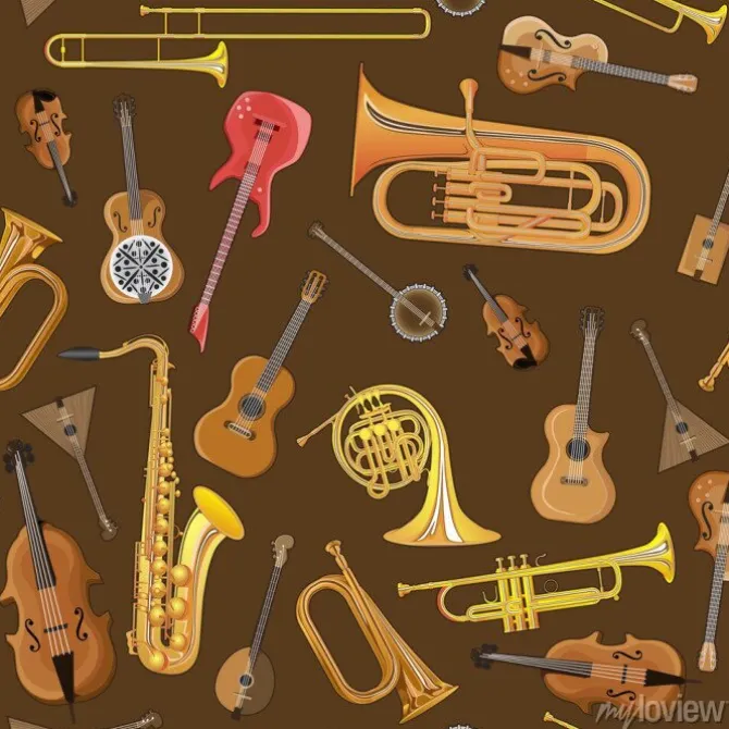 Tapeta: Wzór z ilustracji instrumentów muzycznych