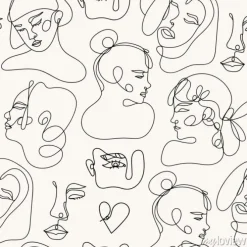 Tapeta: Wzór z kobiecymi sylwetkami w stylu line art