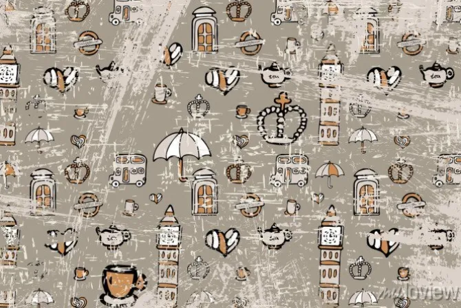 Tapeta: Wzór z obrazkami na temat anglii. dla tych, którzy lubią podróżować.