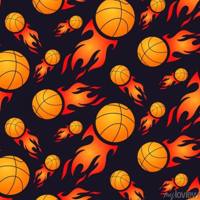 Tapeta: Wzór z płonącymi piłkami do koszykówki