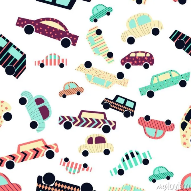 Tapeta: Wzór z samochodami. sztuki można używać do tła, drukowania, pocztówki.
