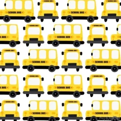 Tapeta: Yellow school bus seamless pattern background. design for fabric,