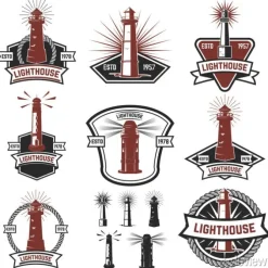 Tapeta: Zestaw odznak z latarni. elementy konstrukcyjne do logo, etykiety,