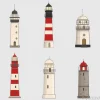 Tapeta: Zestaw różnych latarni morskich na tle światła