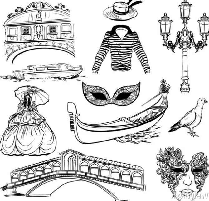 Tapeta: Zestaw szkic wenecji