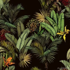 Tapeta: Zielone rośliny i egzotyczne kwiaty