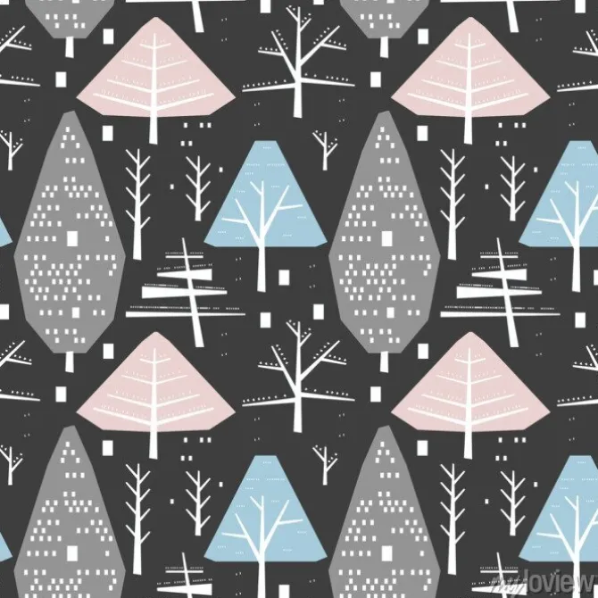 Tapeta: Zimowy wzór różnych drzew i krzewów